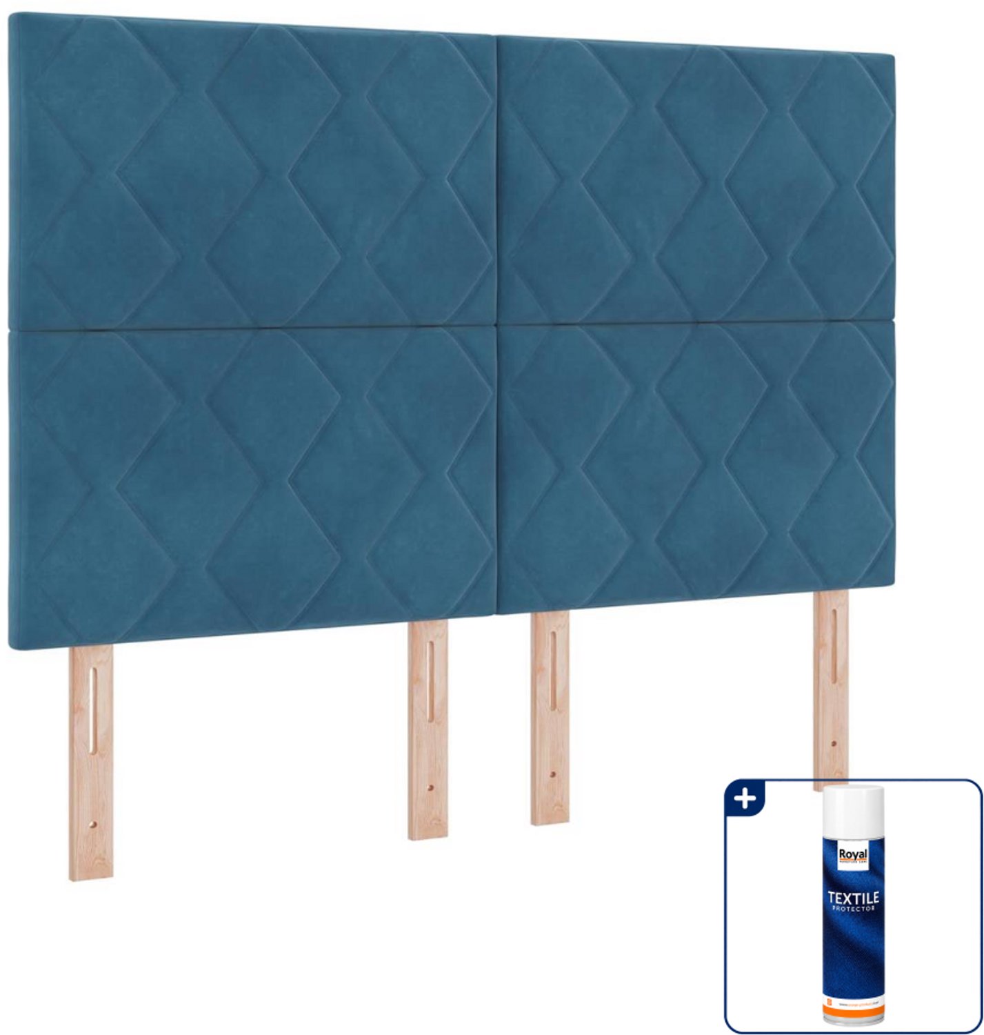 vidaXL Small double boxspringbed - 140 x 200 cm - donkerblauw - Inclusief textielbeschermer 500 ml