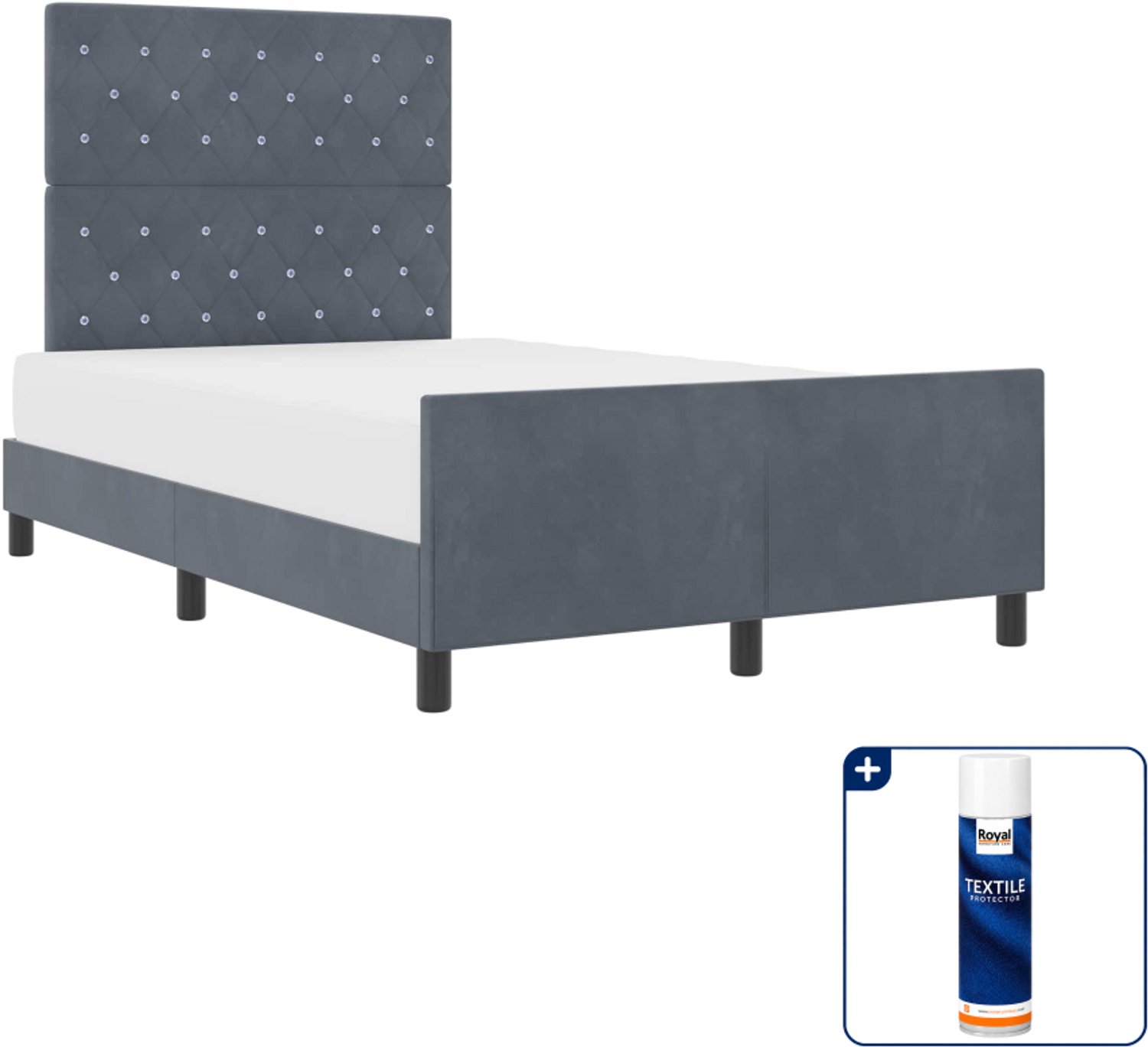 vidaXL boxspringbed met hoofdeinde - 120 x 200 cm - fluweel - donkergrijs - Inclusief textielbeschermer 500 ml Groen