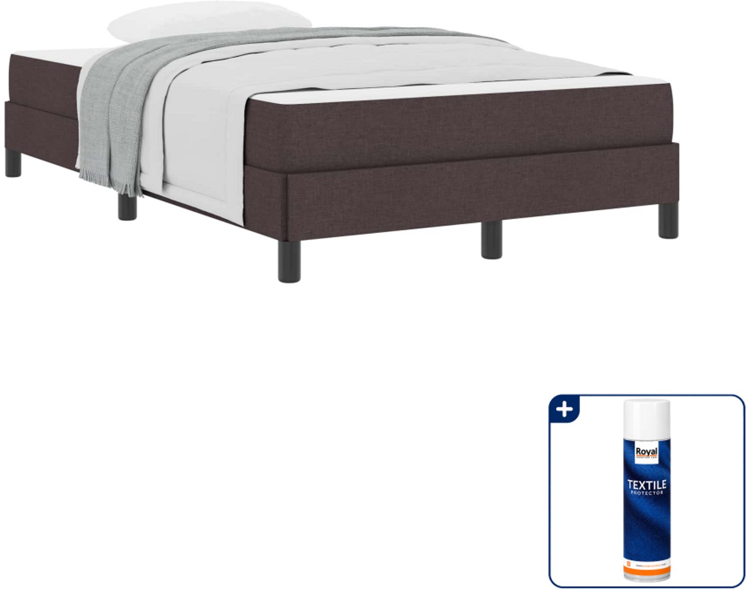 vidaXL boxspringbed - 120 x 200 cm - stof - donkerbruin - Inclusief textielbeschermer 500 ml