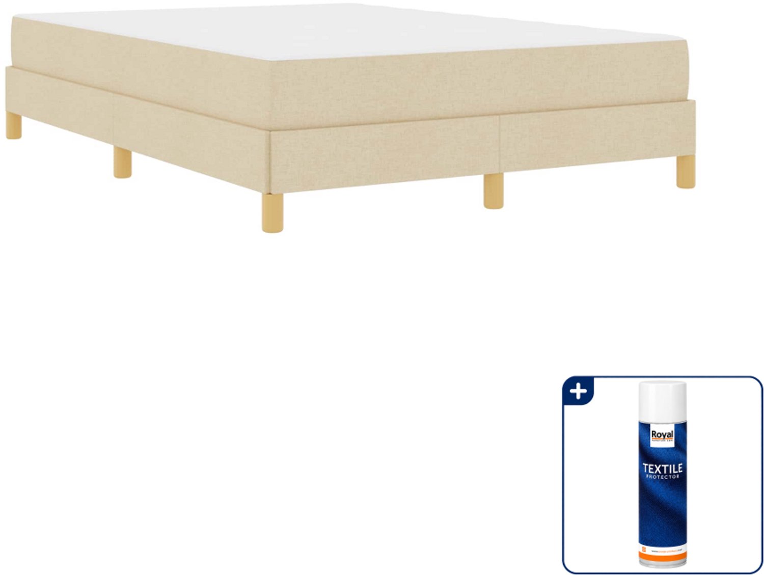 vidaXL boxspringbed - Small double - 140 x 200 cm - crème - stof - Inclusief textielbeschermer 500 ml