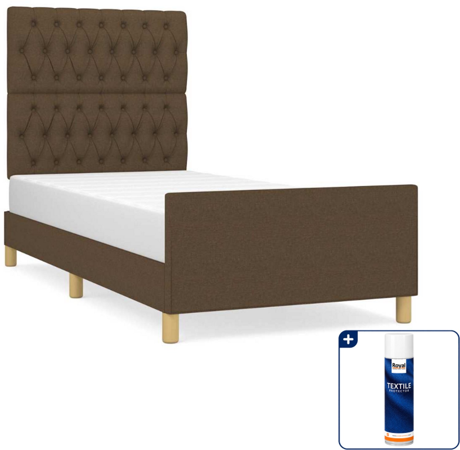 vidaXL bedframe - 90 x 190 cm - stof - donkerbruin - Inclusief textielbeschermer 500 ml