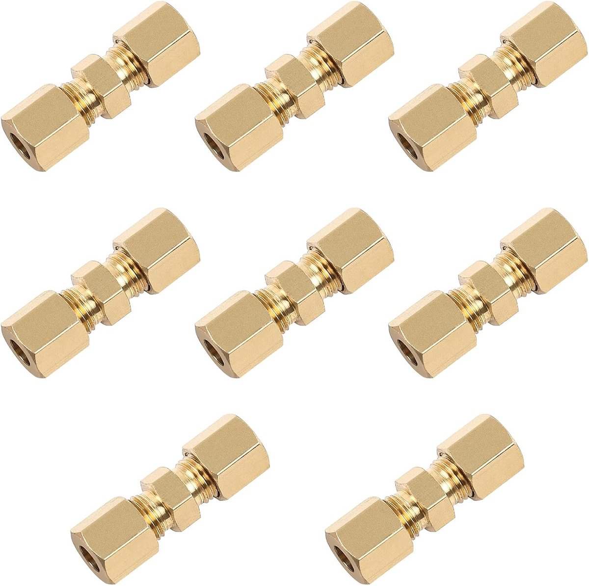 3/16 remleidingsconnectoren Ø4,75 mm, koper en staal afwerking (8 stuks)