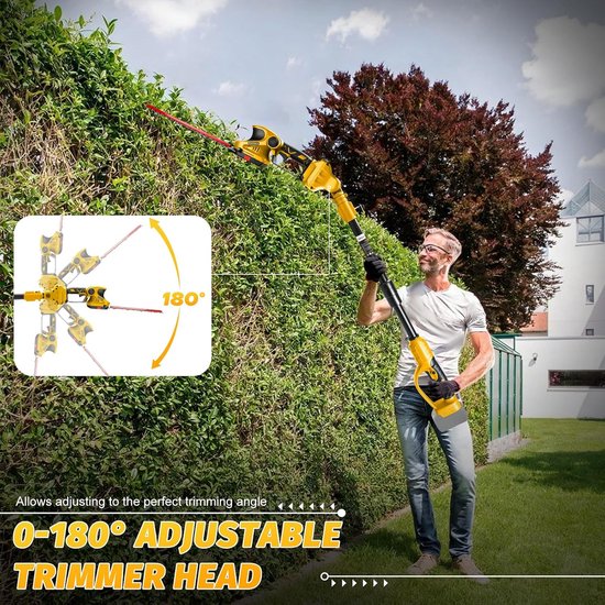 Telescopische heggenschaar 3-in-1 grasschaar struikschaar compatibel met Dewalt 20V 18V (zonder batterijen), lange elektrische heggenschaar met telescoopstang telescoopsteel borstelloze motor — afbeelding 3