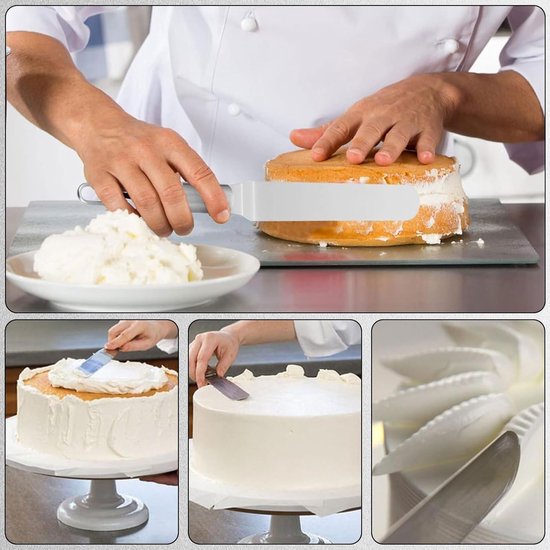 Spatels, roestvrijstalen spatels voor glazuur, hoekspatel voor glazuur, suikerglazuurspatel voor cake, cupcakes en gebak — afbeelding 5
