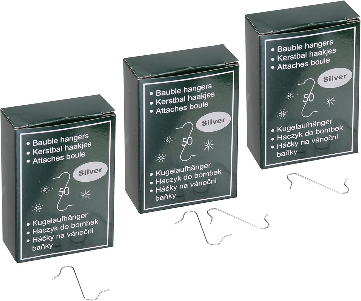 S-haken voor kerstboomversiering, snelhanger kerstballenhangers, 33 mm (150 stuks -33 mm lang, zilver)