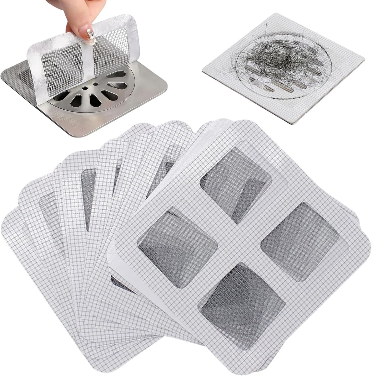200 Stuks Afvoer Haarvanger Net, Zelfklevend Douche Afvoer Zeef, Haarvanger Douche, Haarscheider Douche voor Bad - ShopVlot