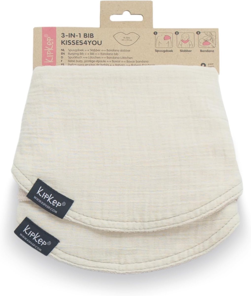 Spuugdoek bib bandana 3-in-1 - hydrophiel katoen & badstof - onmisbaar voor babyverzorging - verpakt per 2 stuks - ShopVlot