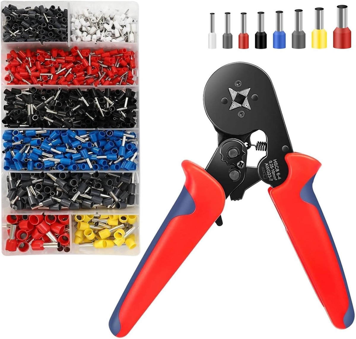 Krimptang met draad-uiteinde, kabellugset met pliers, 1250 stuks, kabellugpliers, krimppliers, draad-eindferrules - ShopVlot