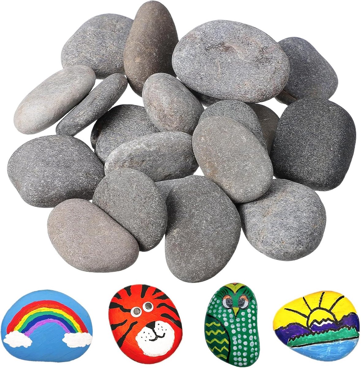 Verfstenen 24 stuks - 3-5 cm - vlakke stenen voor creatief gebruik - ideaal voor schilderprojecten - ShopVlot