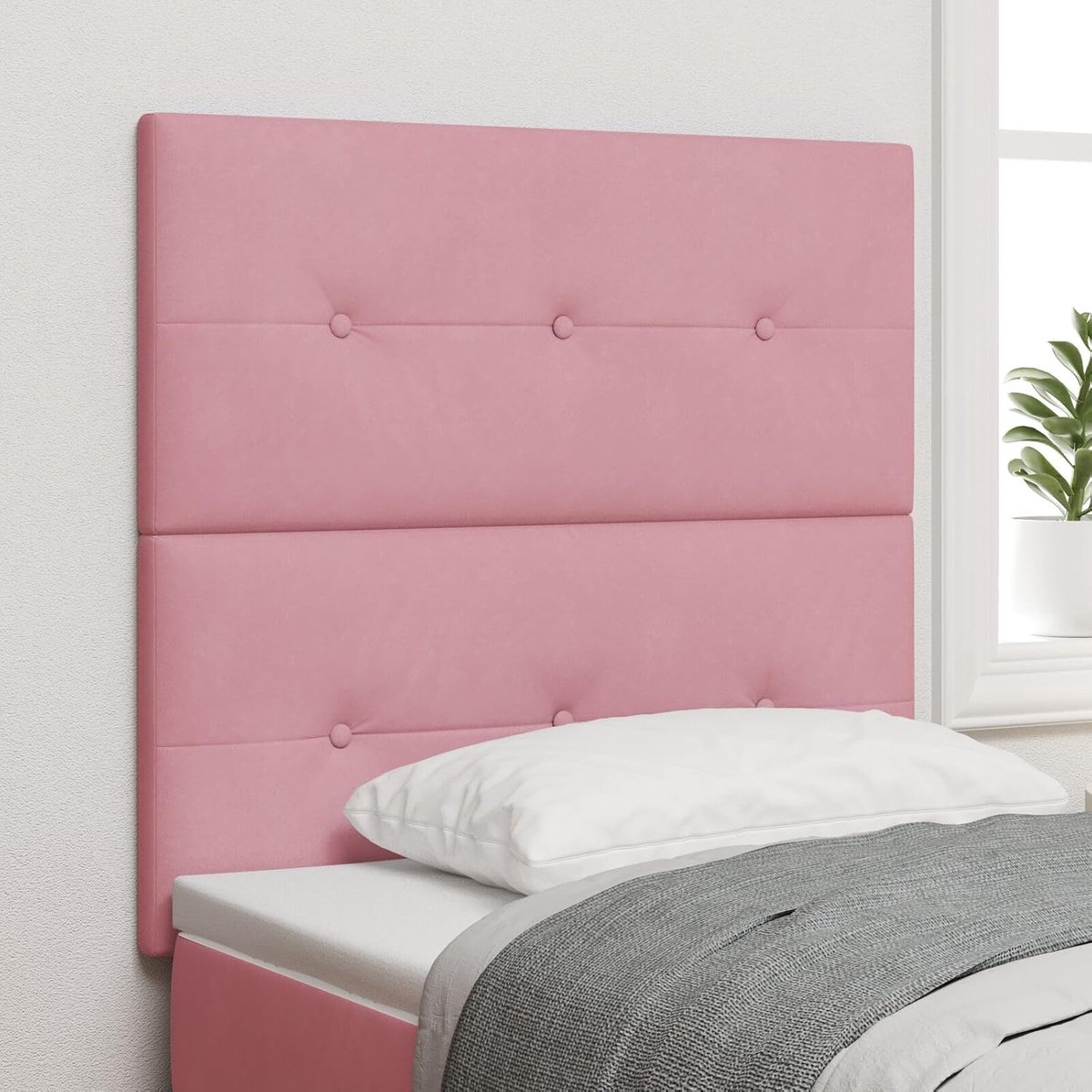 Sets, LED-hoofdeinde roze 90 cm fluweel
