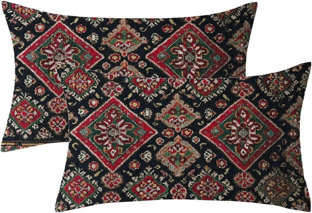 40 x 60 cm, roest, set van 2, outdoor kussens, weerbestendig, fluweel, boho-patroon, kussenhoezen met onzichtbare ritssluiting, zomer, decoratief kussen voor buiten, tuin, cadeau voor