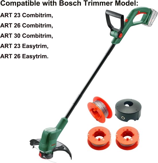 Grastrimmerspoel compatibel met Bosch ART 23 26 30 Combitrim Easytrim grastrimmer Pro-Tap automatische spoellijn met F016L71088 deksel (3 spoelen + 1 dop) — afbeelding 3