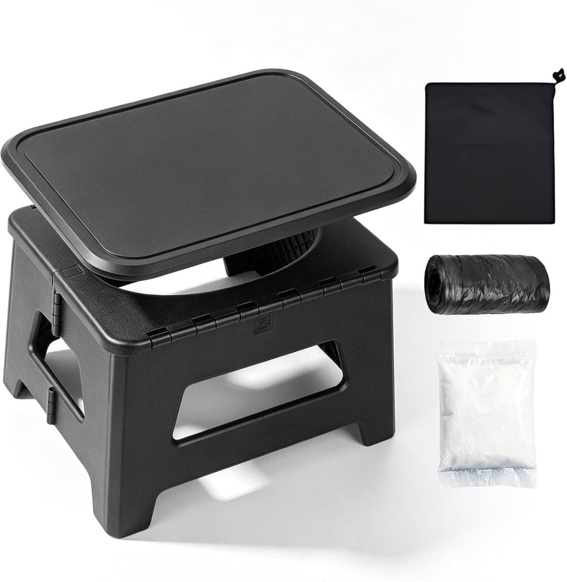 Campingtoilet, opvouwbaar, draagbaar toilet, mobiel toilet met toilettas en opbergtas, voor wandelen, reizen, vissen, trekking, boottent, 31,5 x 24,5 x 16,5 cm