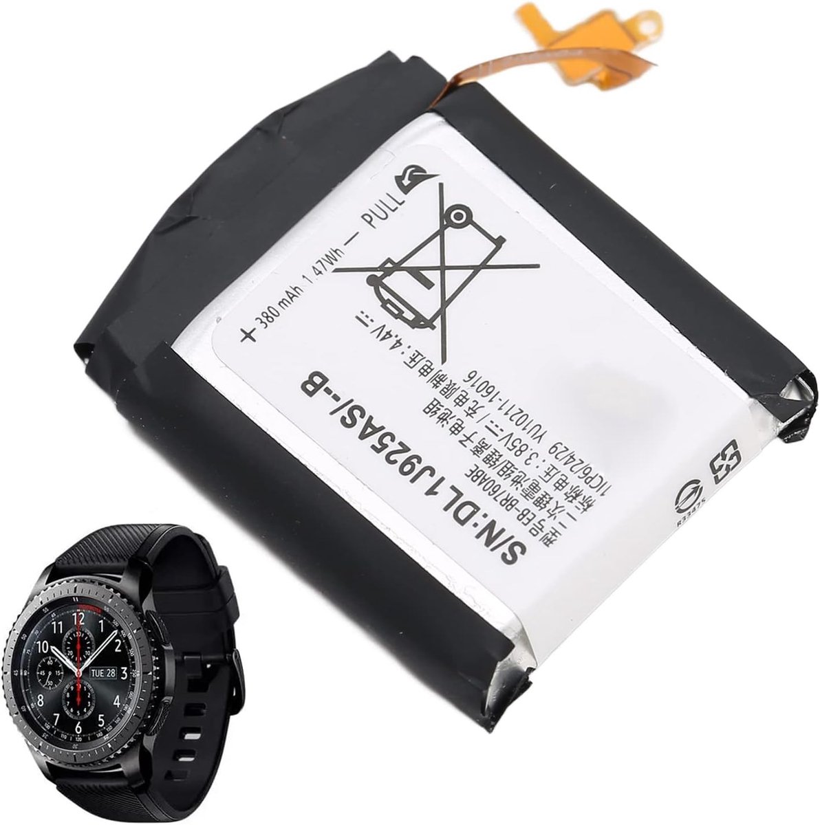 380mAh Batterij voor Gear S3 Frontier Classic SM R770 R760 R765, EB BR800ABU Vervangende Horlogebatterij, Passende Lithium-ionbatterij