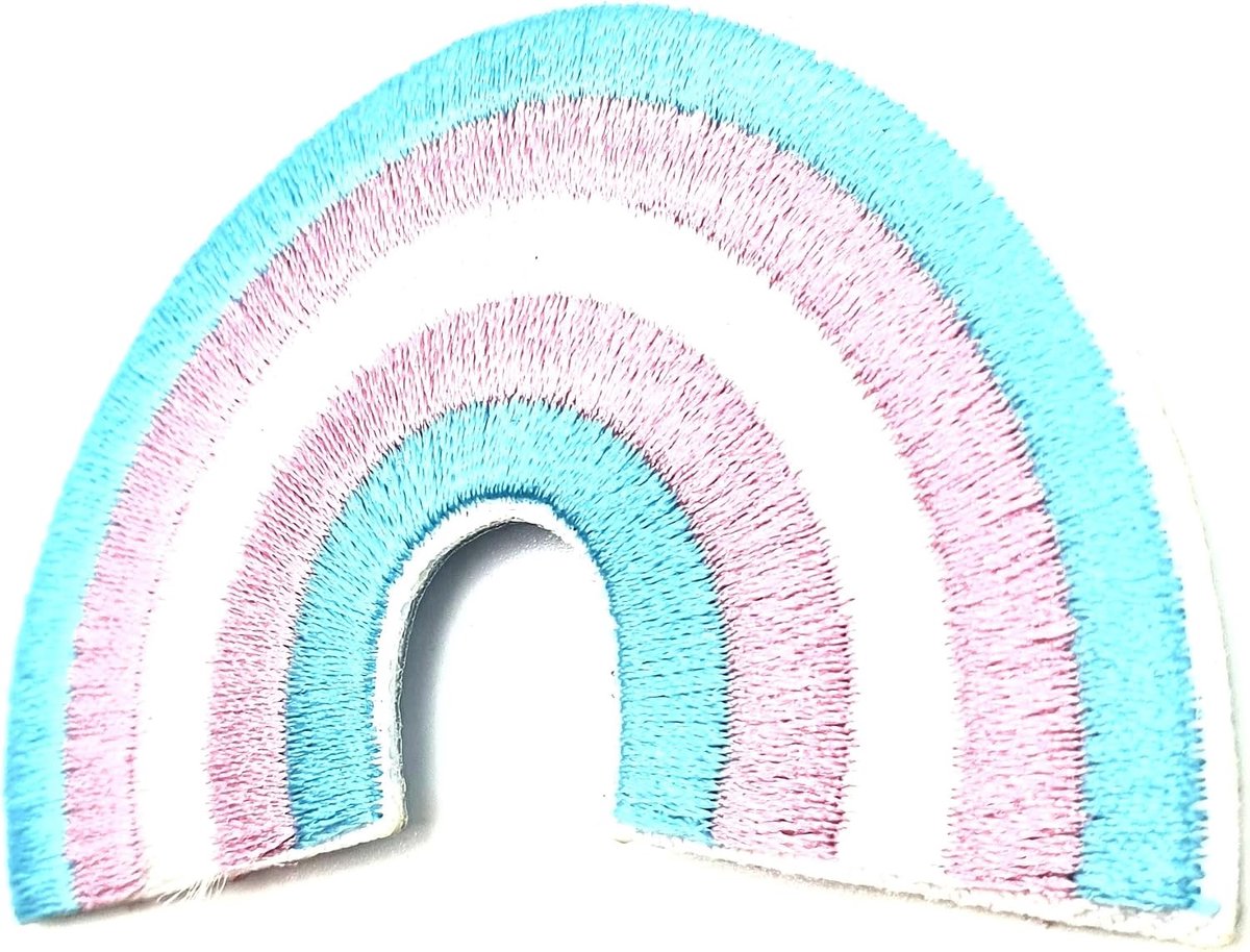Trans Pride vlag regenboog opstrijkbare geborduurde stof naaien patch 6,5 cm x 3,8 cm Pack van 1