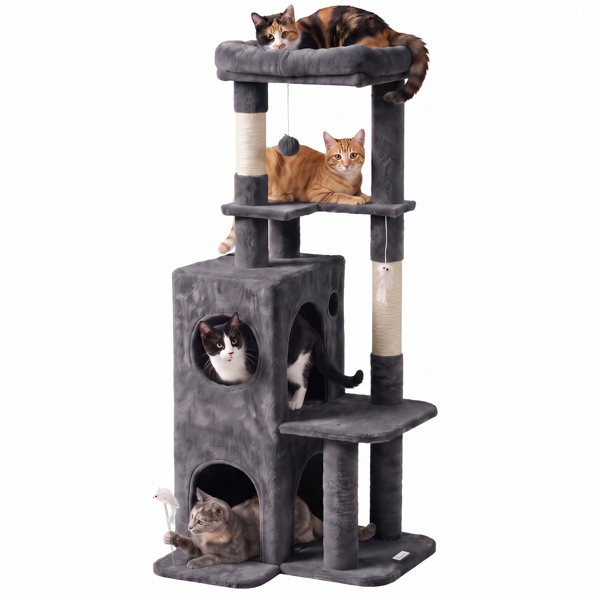 PawHut Kattenboom-Spaanplaat, pluche-59 x 55 x 132 cm-Donkergrijs