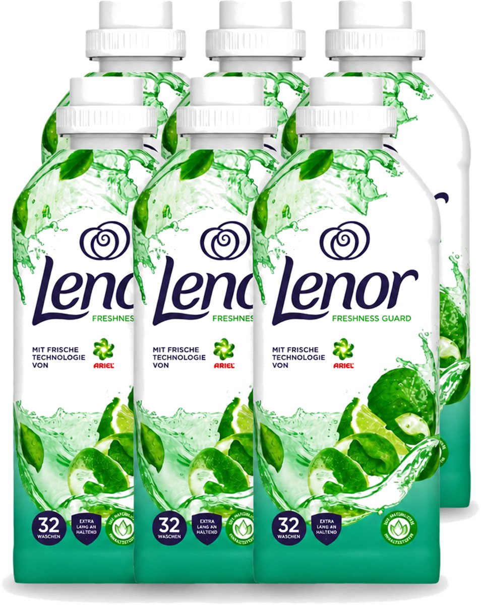 6 x Lenor – Wasverzachter – Freshness Guard – 32 Wasbeurten – 800 ml - Voordeelverpakking - 6 stuks