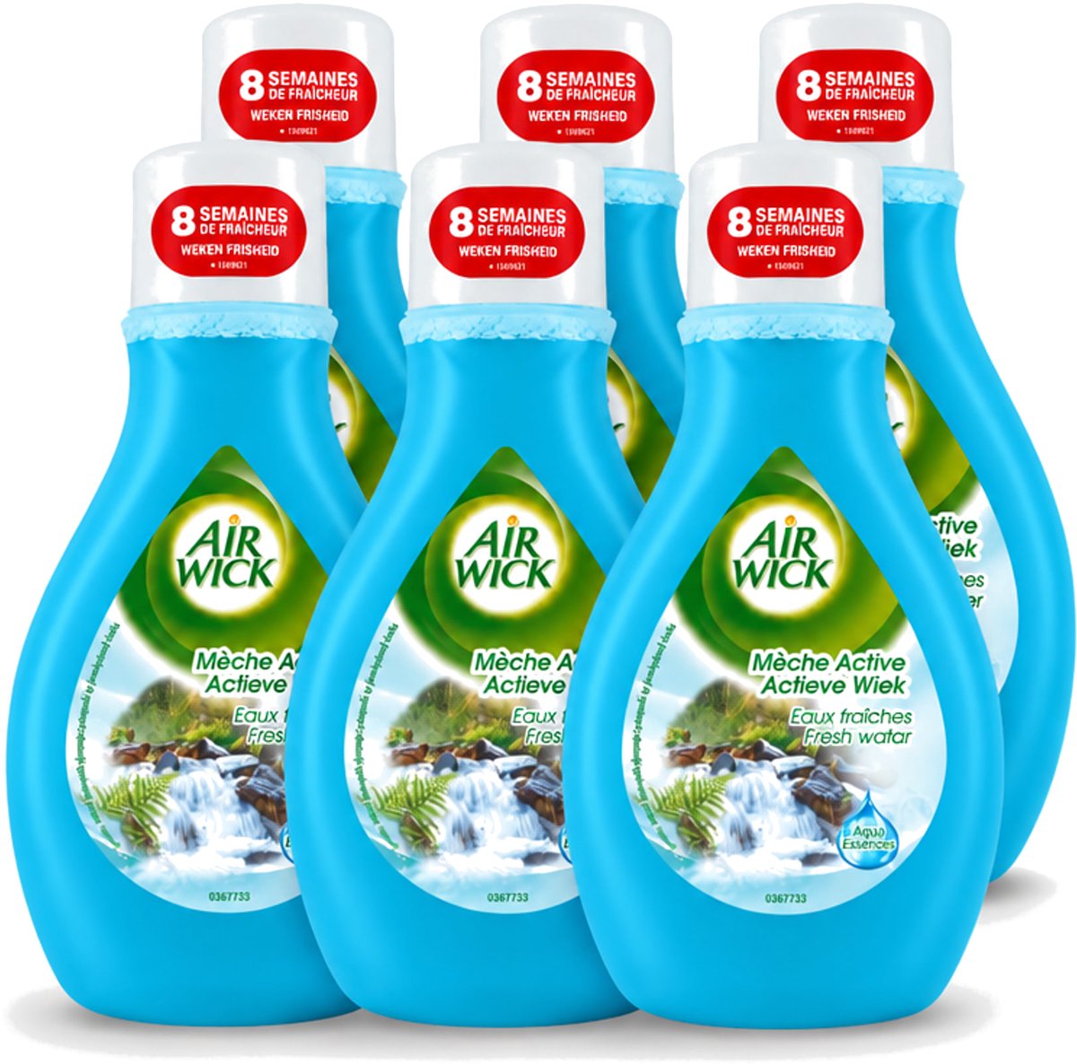 6 x Air Wick – Luchtverfrisser – Actieve Wiek Fresh Water – 375 ml - Voordeelverpakking - 6 stuks