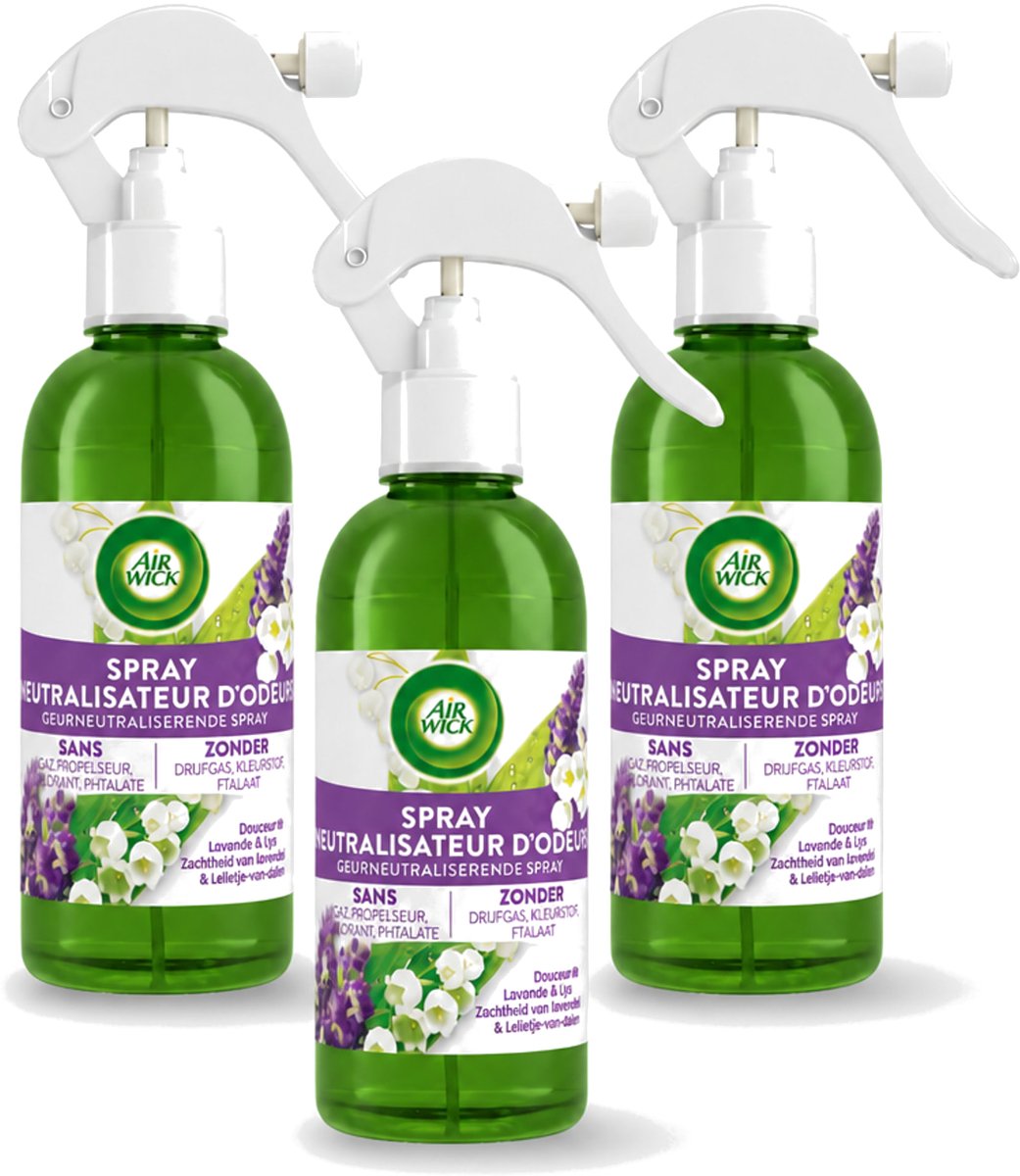 3 x Air Wick – Luchtverfrisser Spray – Active Fresh Lavendel & Lelie – 237 ml - Voordeelverpakking - 3 stuks