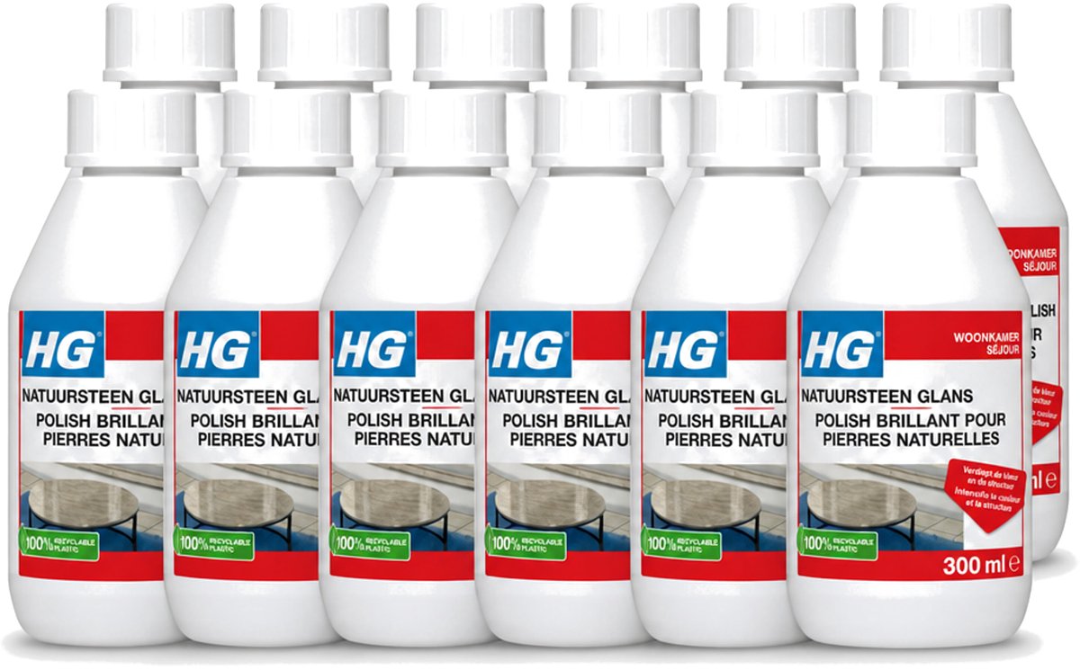 12 x HG - Natuursteen Glans Polish - Kleur & Structuur Verdiepend - 300 ml - Voordeelverpakking - 12 stuks