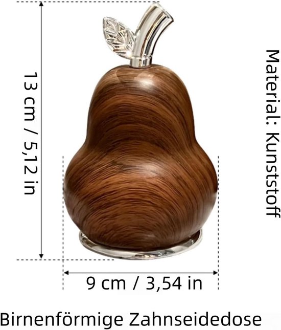 Peervorm, houtnerf, decoratieve tandenstokerbox met deksel, opslag voor tandenstokers, naar keuze in zwart of zilver (zwart) — afbeelding 5