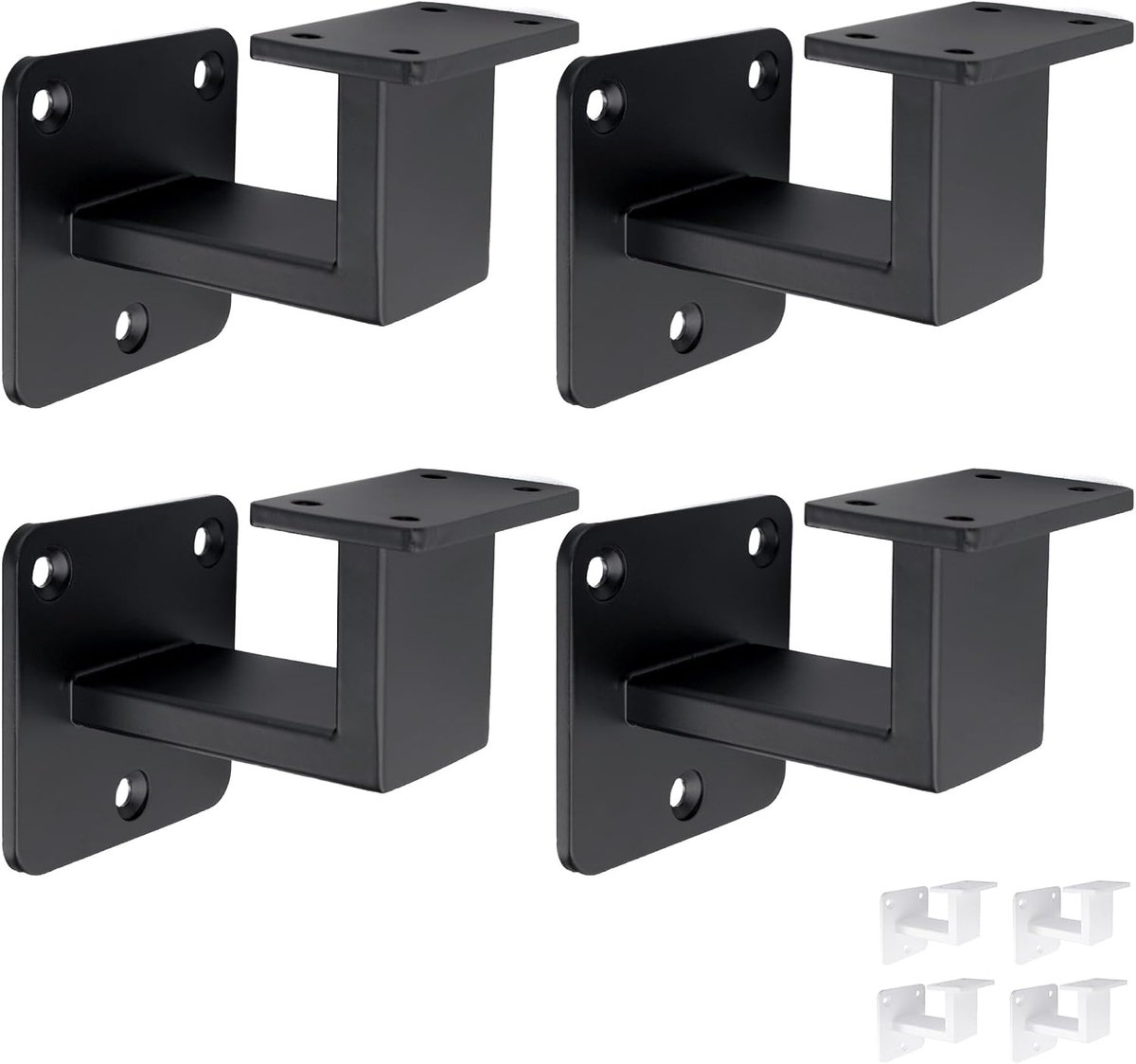 Goods Berlin 4x Handrail-Houder WIDE | Muur-Montage incl. Schroeven | Leuning-Steun van Metaal in Zwart | Ideaal voor Balustrades & Trap-leuningen | Leuning-Houders voor Binnen & Buiten