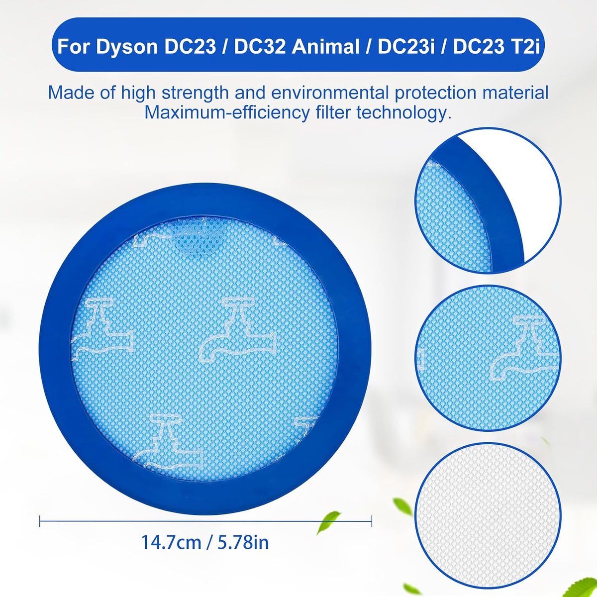 2 stuks voormotorfilters voor Dyson DC23 DC32 Animal DC23i DC23 T2i stofzuiger met 1 reinigingsborstel, onderdeel nr. 919778-02