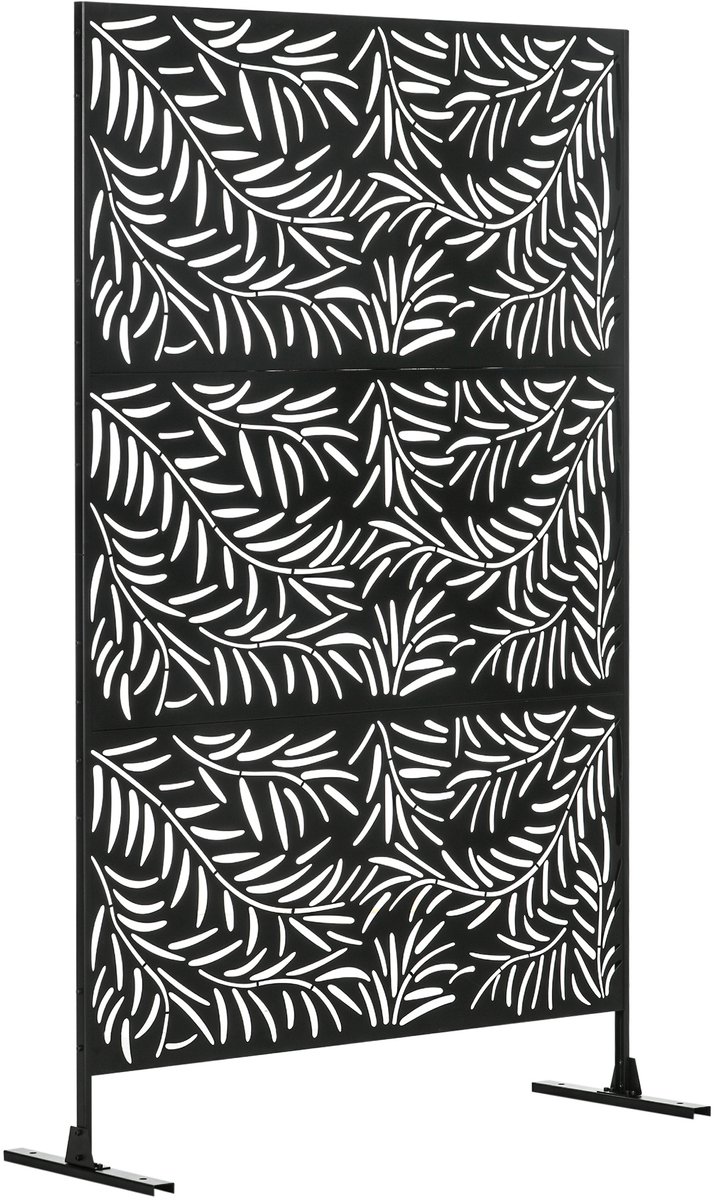 Privacyscherm-weerbestendig-staal-122 cm x 45 cm x 198 cm-zwart