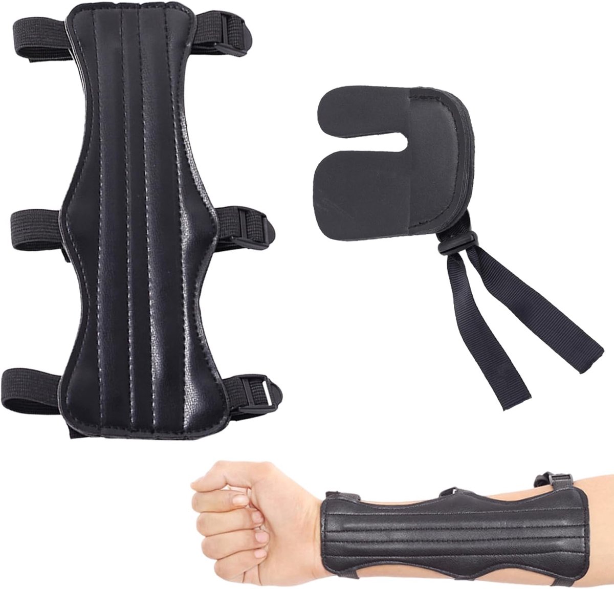 2 Stuks Boogschieten Armbescherming Set, Vingerhandschoenen en Boogschieten Handbescherming, Comfortabel en Verstelbaar Bescherming voor Boogschieten, Ideaal voor Beginners en Professionals