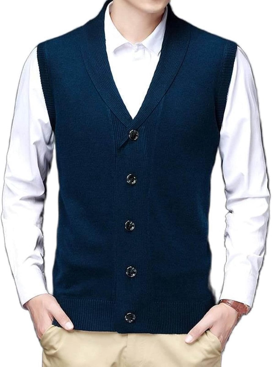 Effen Kleur Gebreid Vest Bovenkleding, Jeugdmode Heren Kasjmier Gemengd Vest Vest Met V-Hals Casual Trendy Trui, Klassiek Zakelijk Heren Gebreide Vest Trui Vest Tanktops,Groen,S