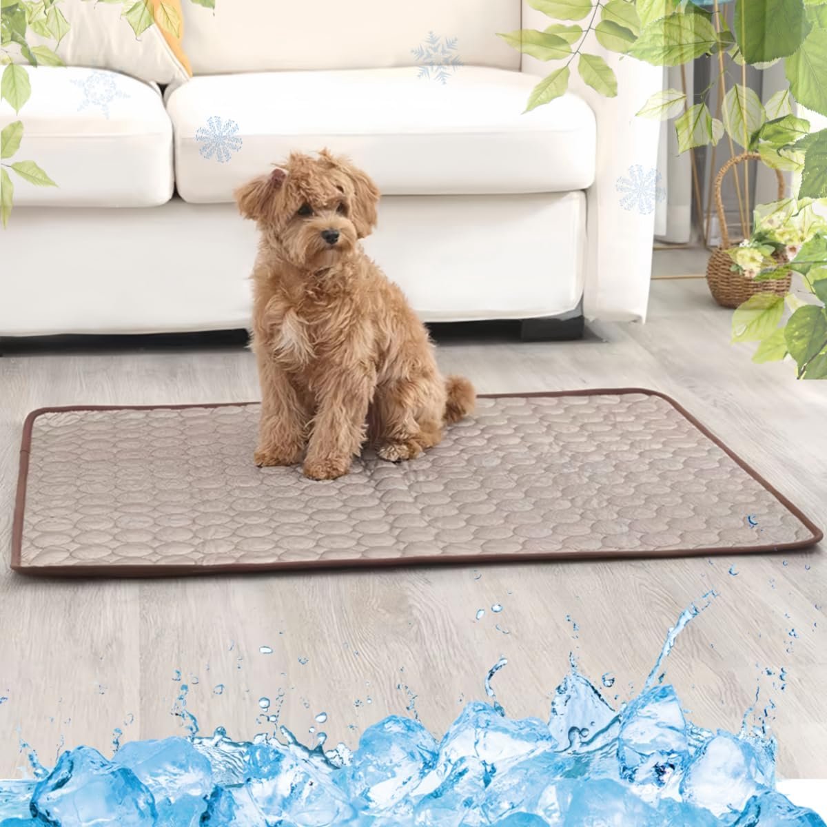 Koelmat voor Hond, Zelfkoel Hondenmat, Kat Koelmat, Niet-toxisch Huisdier Zelfkoelende Pad, Wasbaar Hondenkoelmat voor Honden en Katten in Hete Zomer Ontspannen(Koffie,50x60cm)