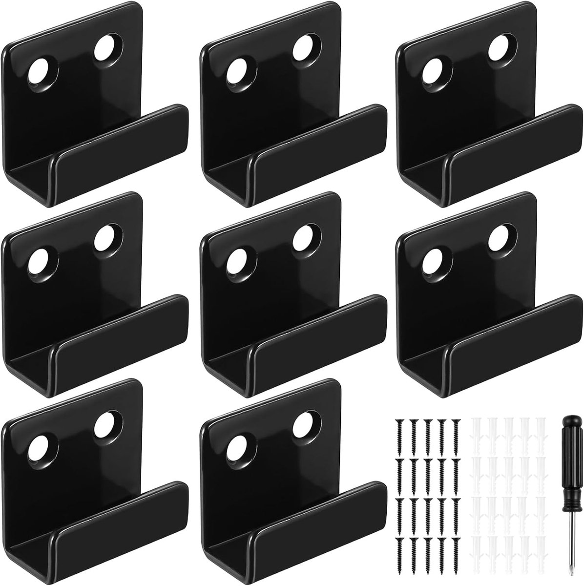 8 stuks U-vormige beugels, zware U-beugels, metalen garagehaken, wandapparatuur, keramische tegelhouders voor keuken, badkamer, garage, keramische ophanghaakbeugel, zwart, 15 mm binnenbreedte
