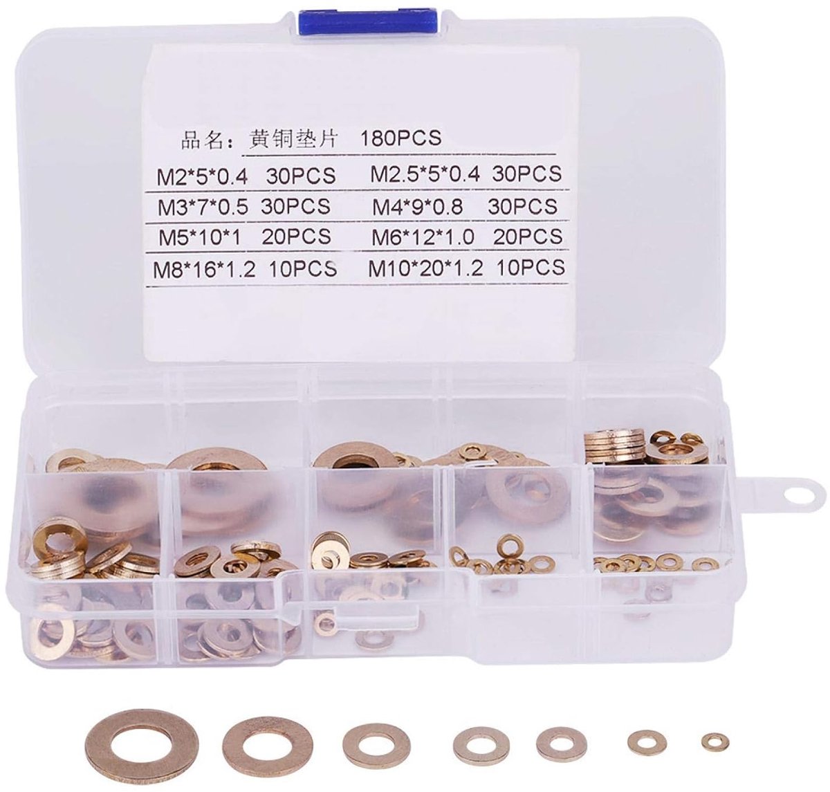 Platte wasmachine assortiment set met doos M2/M2.5/M3/M-4/M5/M6/M8/M10