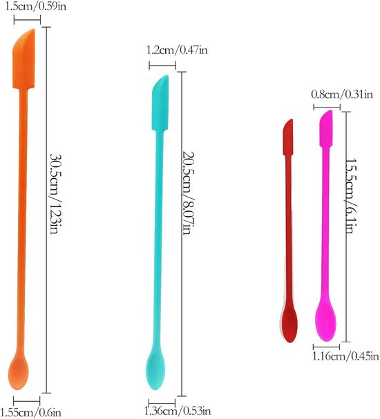 Spatels Silicone, Multifunctionele Herbruikbare Kleine Rubber Make-up Lange Lepel, voor Keuken Voedsel Bakken Koken Beauty Make-up Cosmetica Lotion Resin Handgemaakte Palet (Oranje rood — afbeelding 3