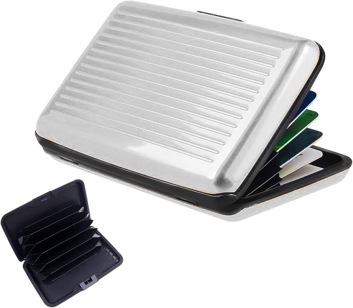 Creditcardhouder van aluminium, visitekaartjes etui, visitekaartjeshoes voor het opbergen van visitekaartjes, creditcards, voor dames en heren (zilver)