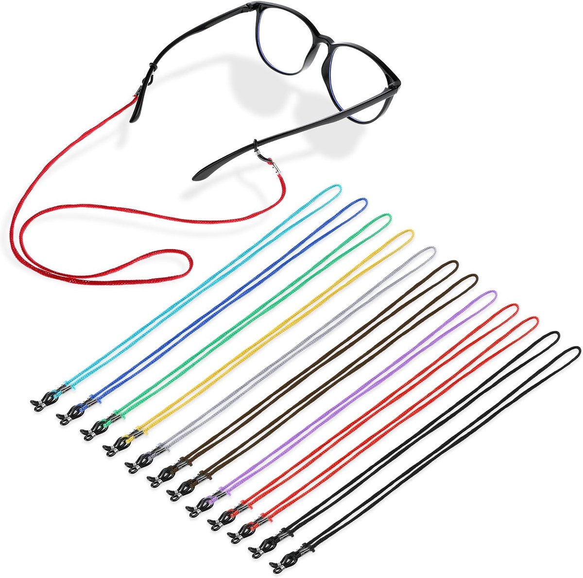 Brillenband, brillenhouder, 12 stuks, brillenbandjes, koordjes, brillenhouders om de hals voor mannen en vrouwen
