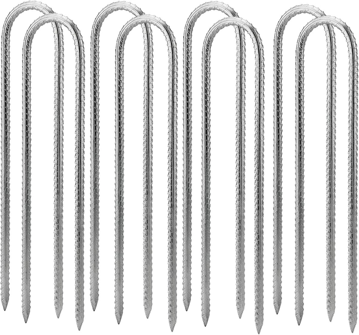 8 stuks 30 cm U-grondanker, gegalvaniseerde tentharingen, U-vormige tentharingen met beitelpunt, tuinharingen, grondankers, trampoline, haringen voor trampoline, camping, tenten, luifels,