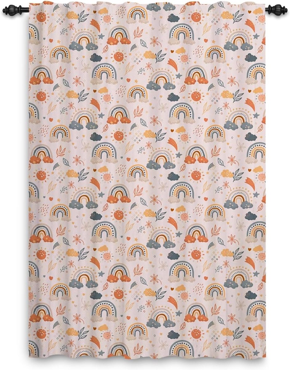 Gordijnen Plooien Potlood Hobo Stijl Bloemenblad Gordijnen Regenboog Gordijnen Kinderkamer Meisjes Raambehandeling Woonkamer Kinderkamer Kwekerij Cafe Binnengordijn 107 x 160 cm 1