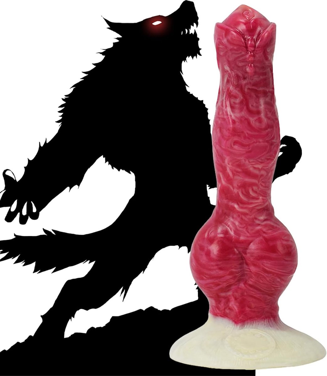 Dierdildo Wolfsdildo met krachtige zuignap Realistische dildo 21 CM Hond Siliconen Analdildo Anale plug Seks speelgoed voor mannen vrouwen erotisch (Scharlakenrood)