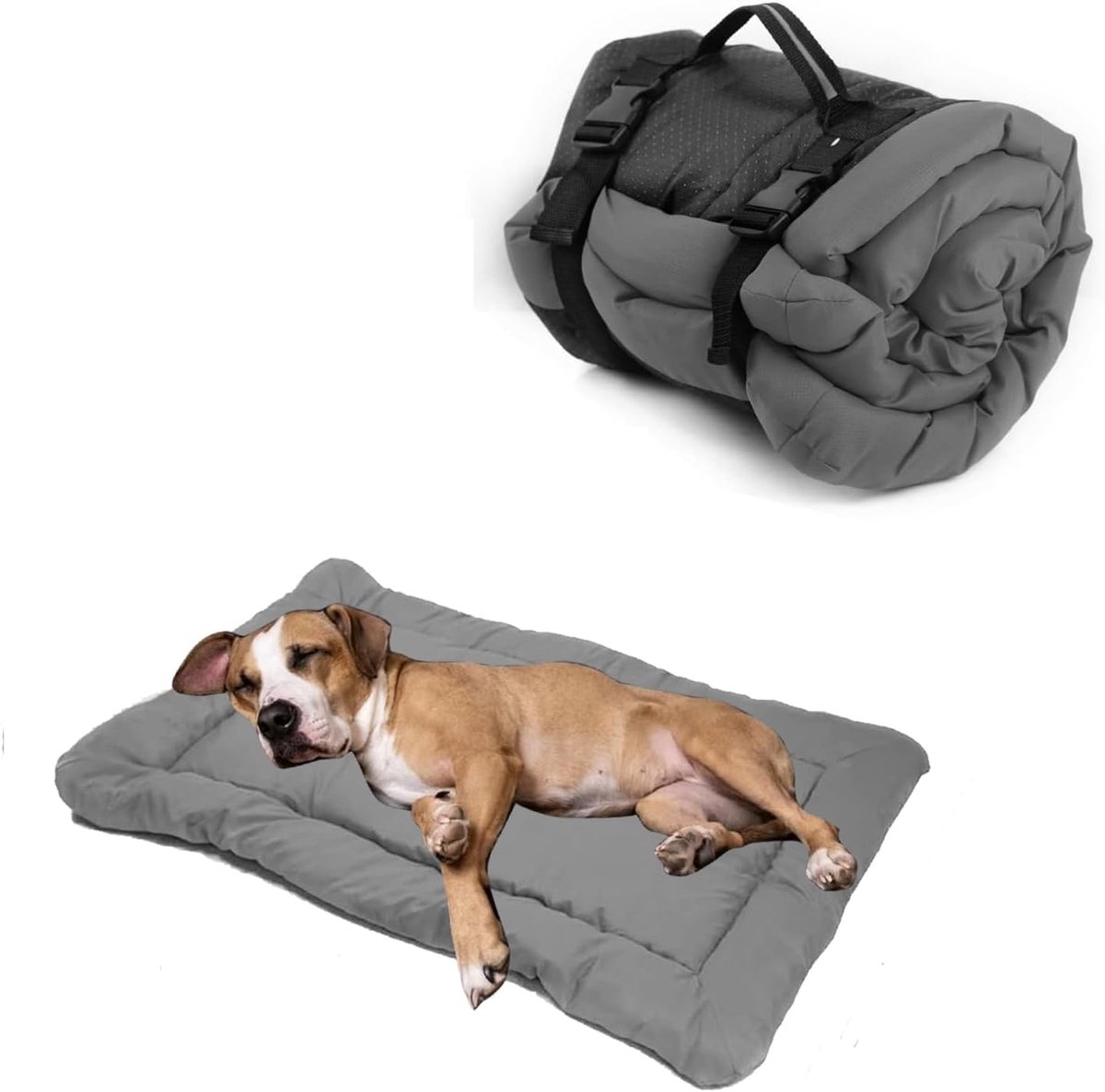 SnelShoppen - Portable Hondenbed 90x60 cm, Waterdicht, Opvouwbaar, Voor Buiten, Grijs, Ideaal voor Camping en Reis