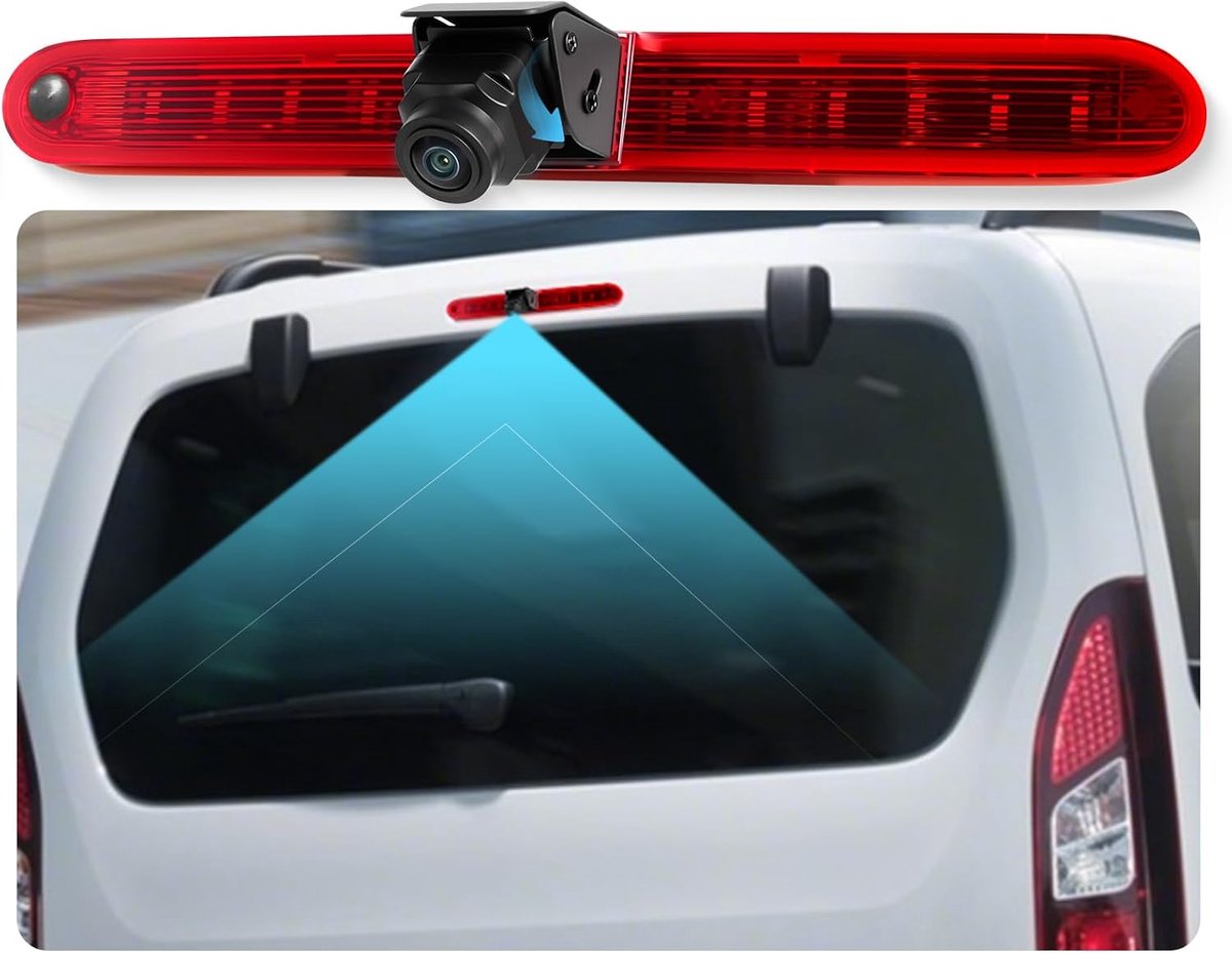 Achteruitrijcamera voor Peugeot Partner / Citroen Berlingo 2008-2020 - Derde remlicht camera - IR nachzicht - ShopVlot