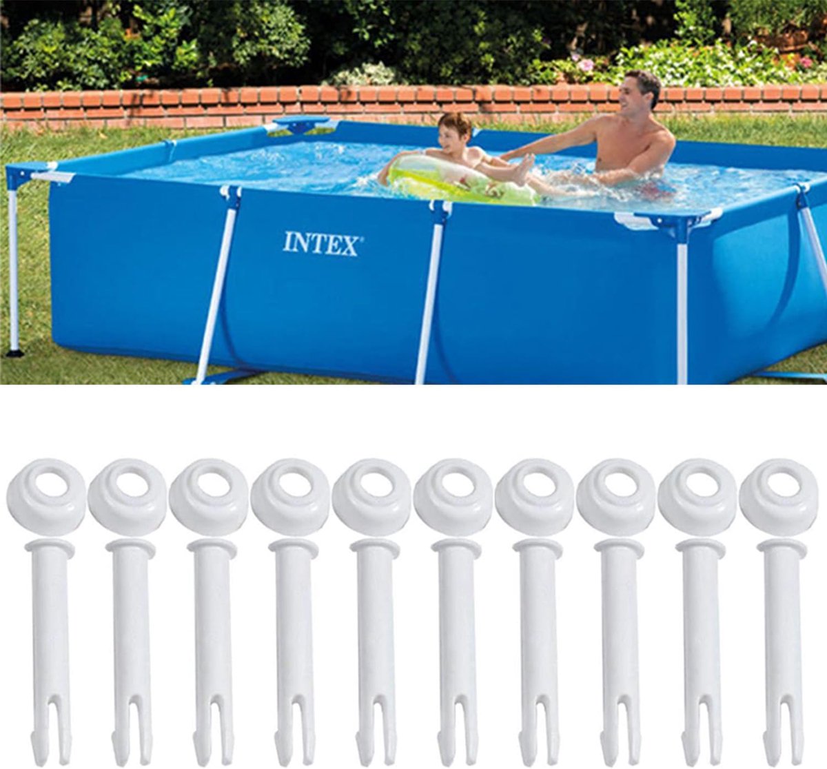 Plastic pins en seals 7 cm - pool verbindingselementen - duurzaam ABS materiaal - geschikt voor Intex zwembad - ShopVlot