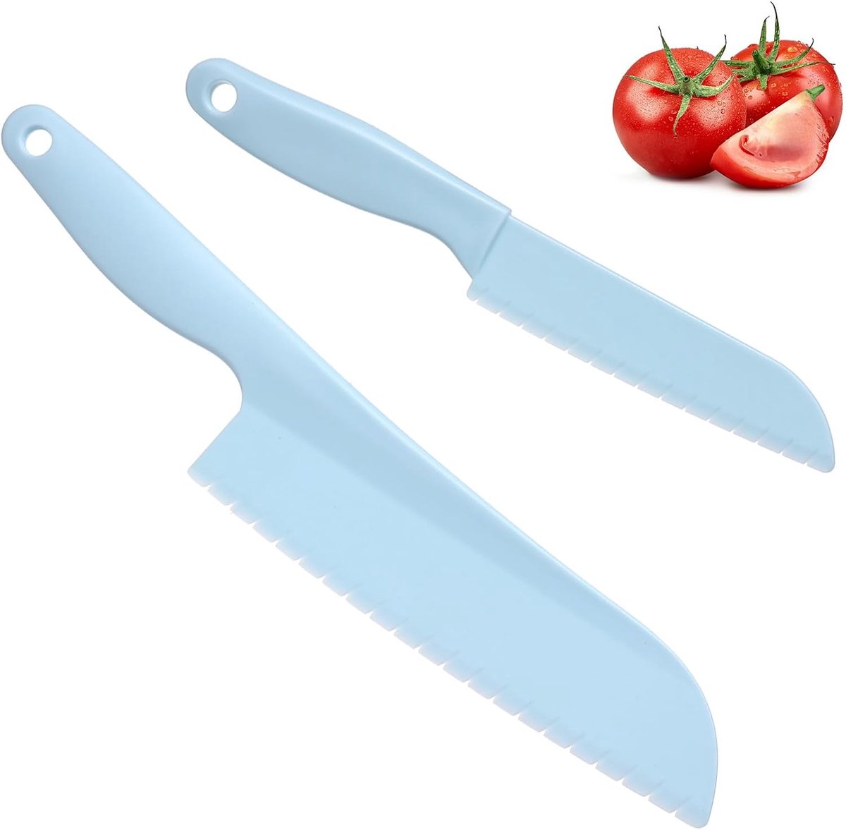 Sla mes 38,5 cm - Kunststof - Gekarteld - Voorkomt bruin worden van groenten en fruit - ShopVlot