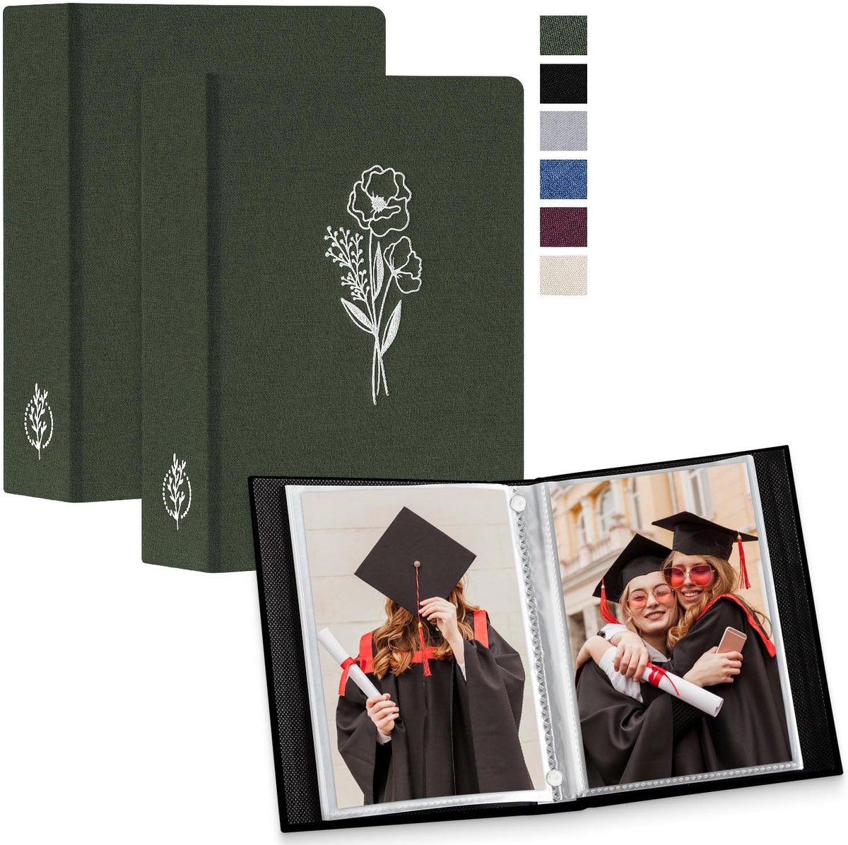 SnelShoppen - Fotoalbum 13x18 cm, 100 Instaplaatjes, Linnen/Leer, Groen, Insteekalbum voor Portretfoto's, Ideaal voor Feesten en Herinneringen