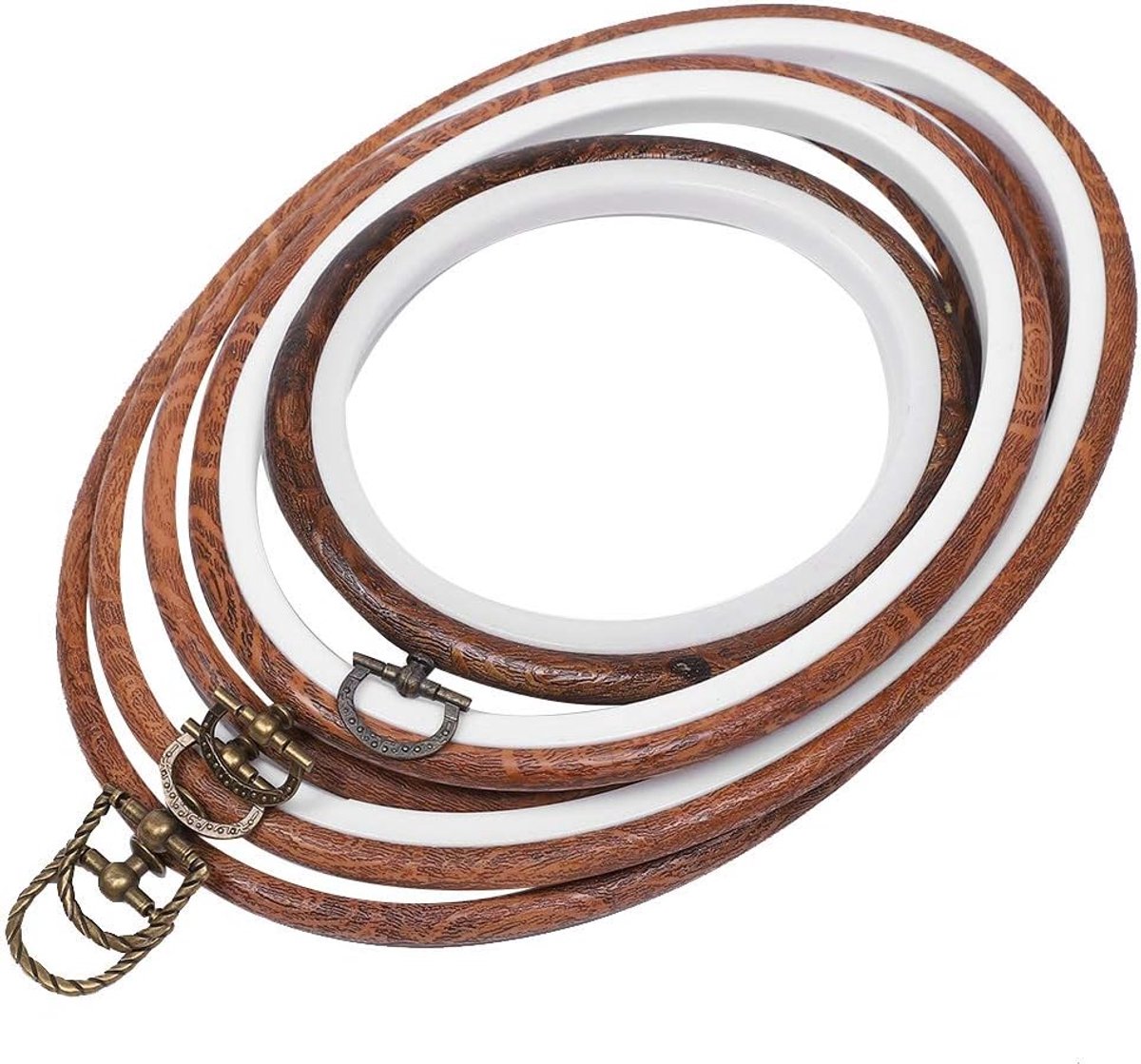 5 stuks kruissteek frame hoepel 3 maten borduurframe houten set ovale cirkel kruissteek hoepel ringen voor handborduurwerk, kruissteek borduurwerk, doe-het-zelf handwerk naaien