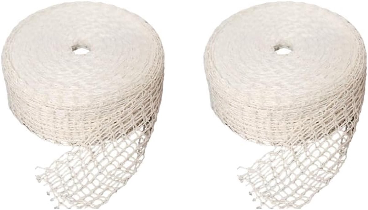 2 stuks hamnet met 16 gaten, wit, 3 m, katoenen draad, vleesnet, elastisch rouladennet, kookaccessoires, vleesnetrol om op te hangen, bakken, koken, ham, vleesworst