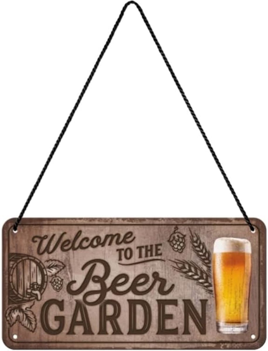 Retro ophangbordje, 10 x 20 cm, Beer Garden