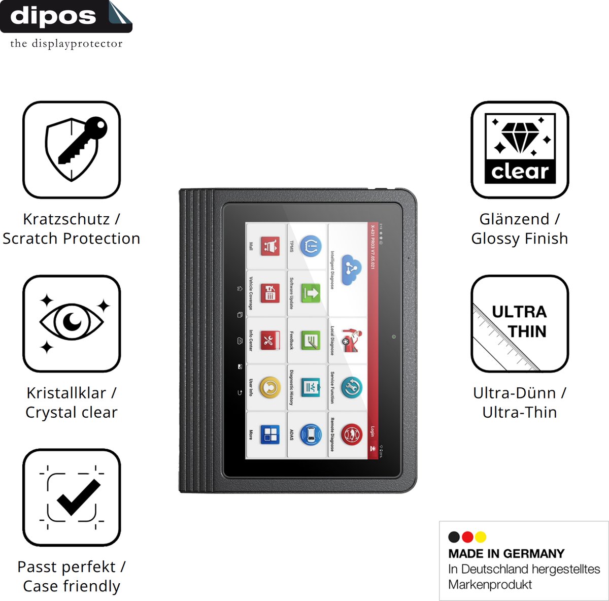 dipos – 2x Beschermfolie geschikt voor Launch X-431 V+ 2026 10.1 | Krasbestendige & heldere Screenprotector Ultra-Thin