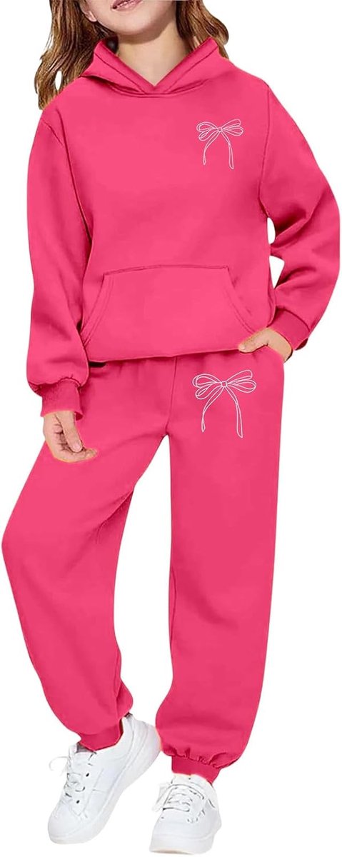 2-delige set voor meisjes, katoen, kinderen, top en broek, hoodie, comfortabele outfit, kinderkleding, herfst, vrije tijd, A64