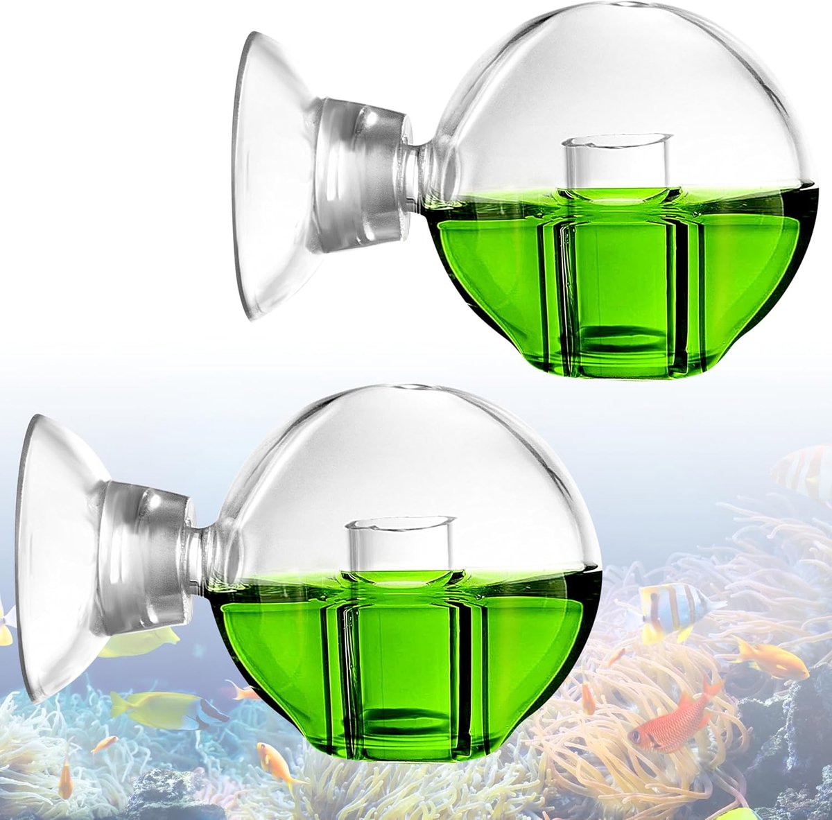 CO2-tester voor aquarium met CO2-zuignap, CO2-tester voor aquarium, CO2-drop-checker voor zoetwateraquaria, planteneigenaar, 2 stuks